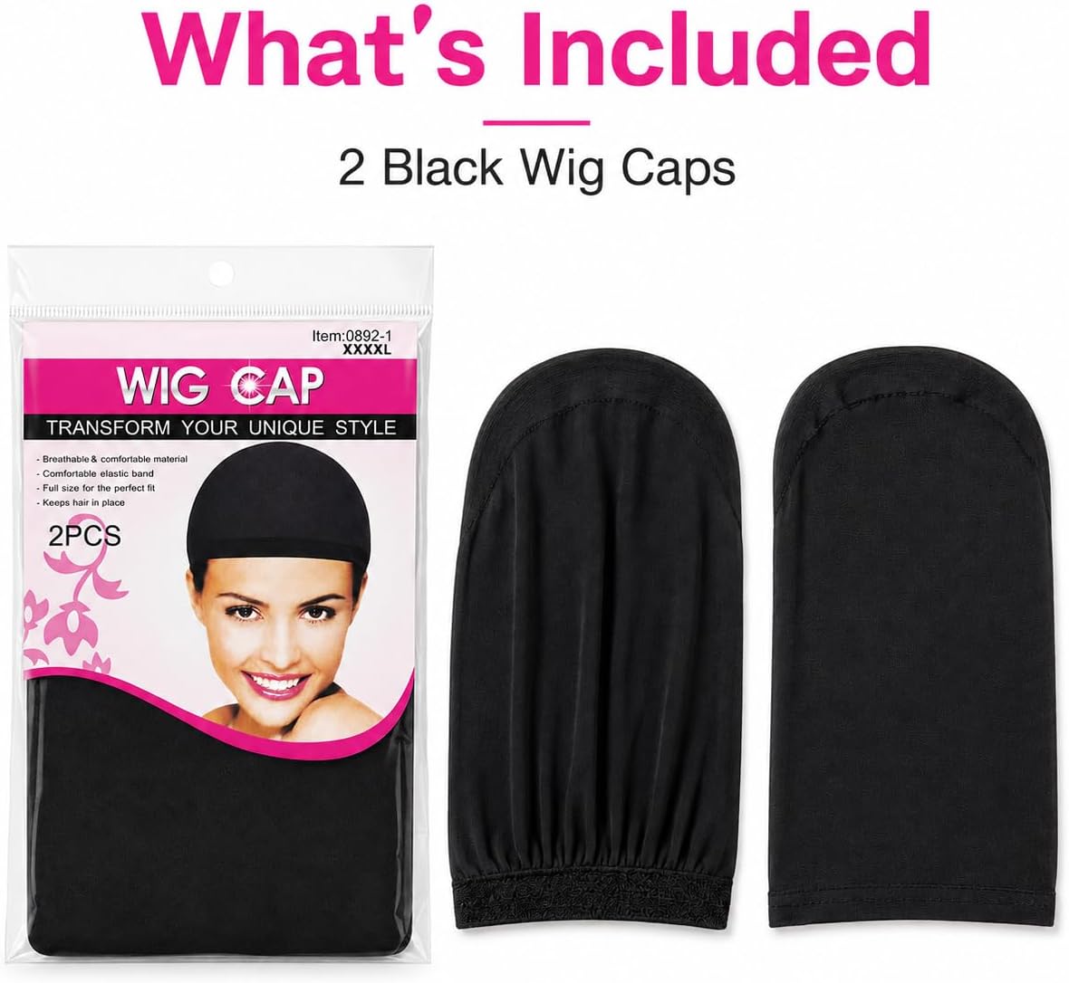 Black Wig Cap 2 Pack - Image 3